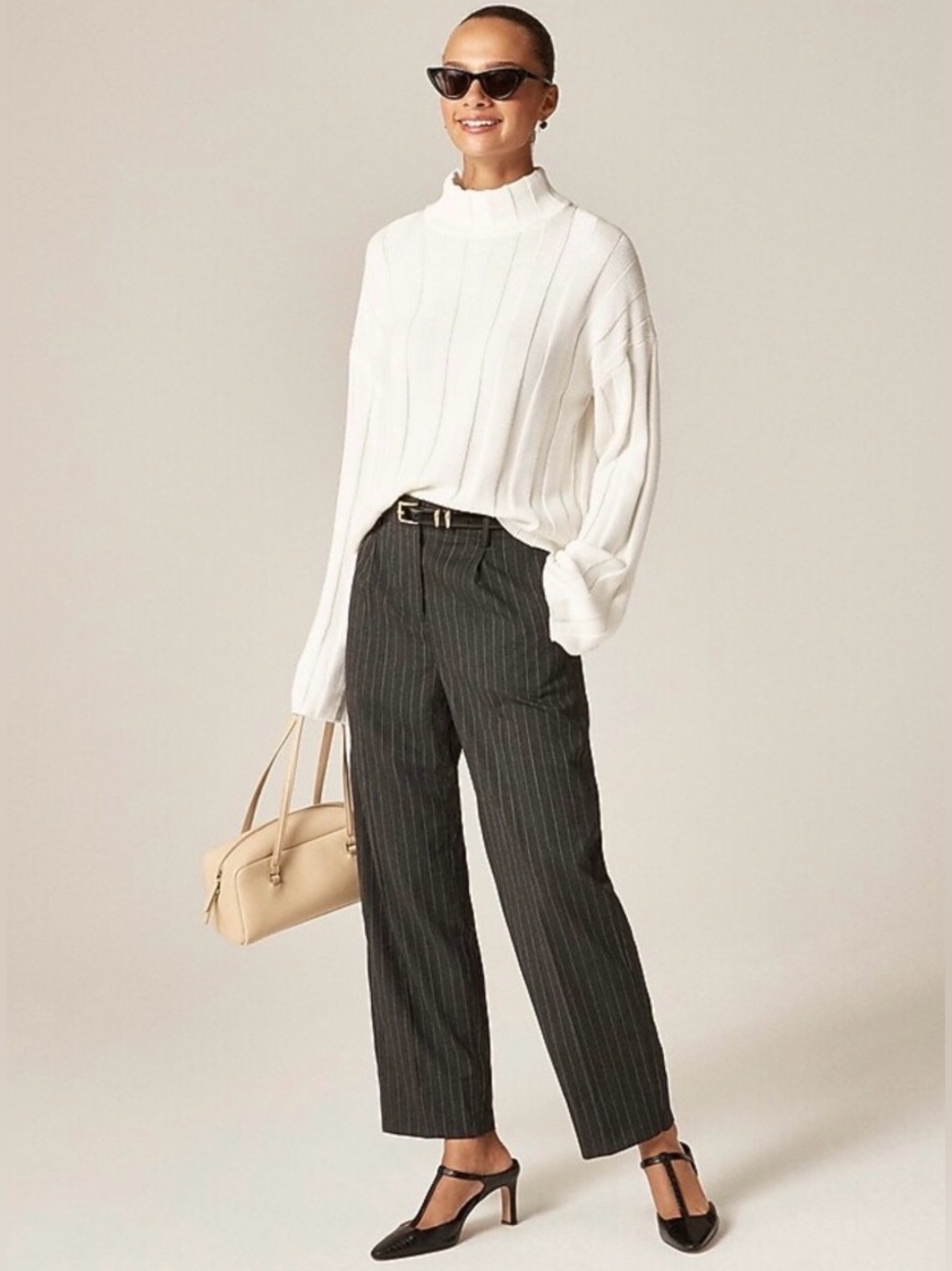 J.Crew knit Ribbed cotton mockneck sweater in ivory - Picture 5 of 10